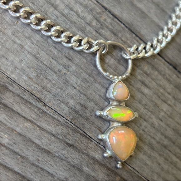 NWT Gaia’s Sacred Garden Opal & Silver Necklace/Choker W/Box Australian Opal - Picture 5 of 9